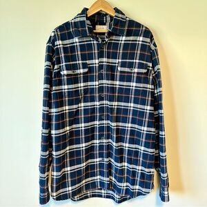 Jachs Plaid Blue Flannel Long Sleeve Button Down Collared Shirt
